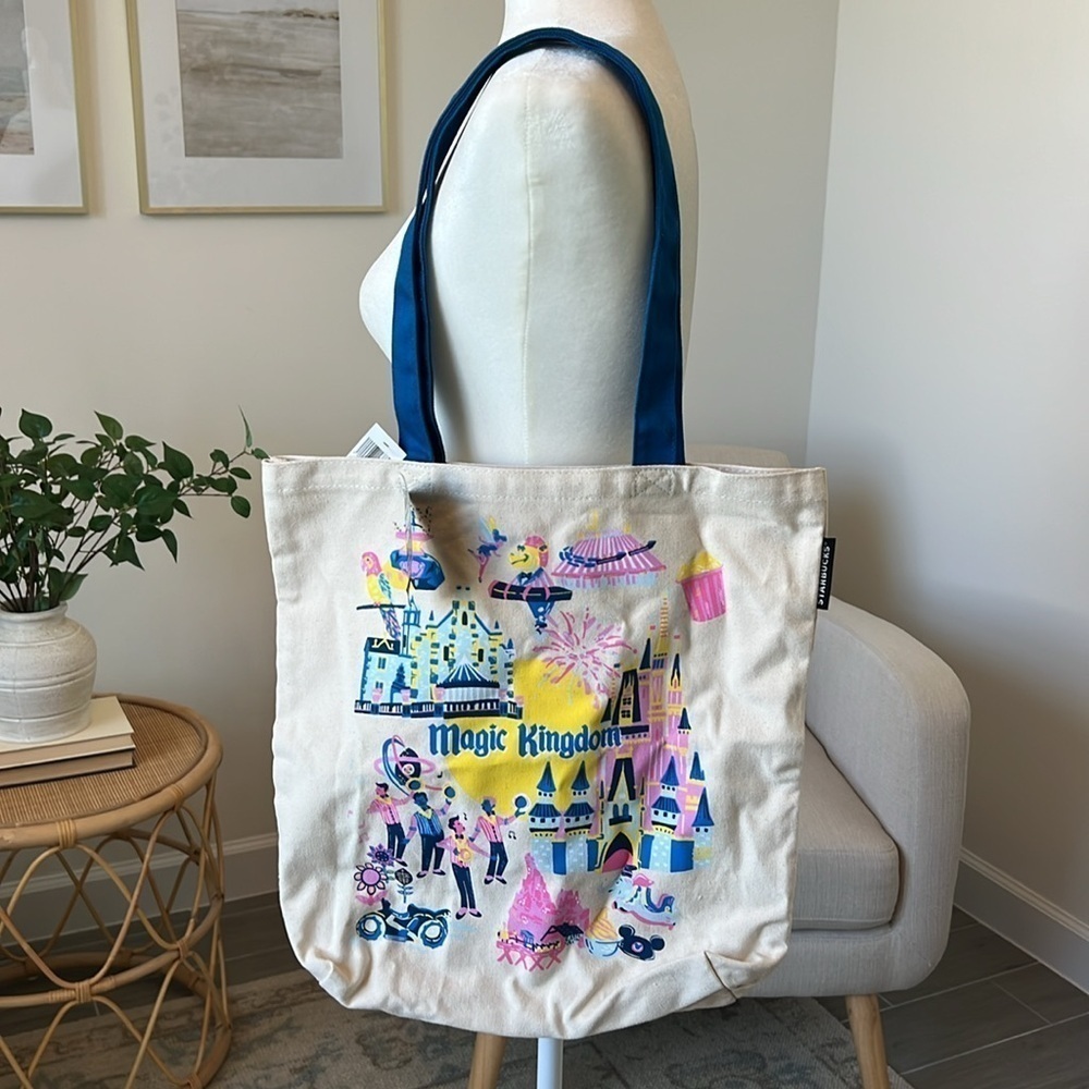 NWT Disney Parks Starbucks Magic Kingdom Discovery Series Canvas Tote WDW